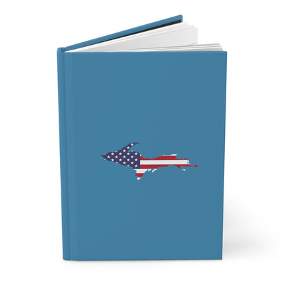 Michigan Upper Peninsula Hardcover Journal (w/ UP USA Flag) | Ruled - Lake Michigan Blue