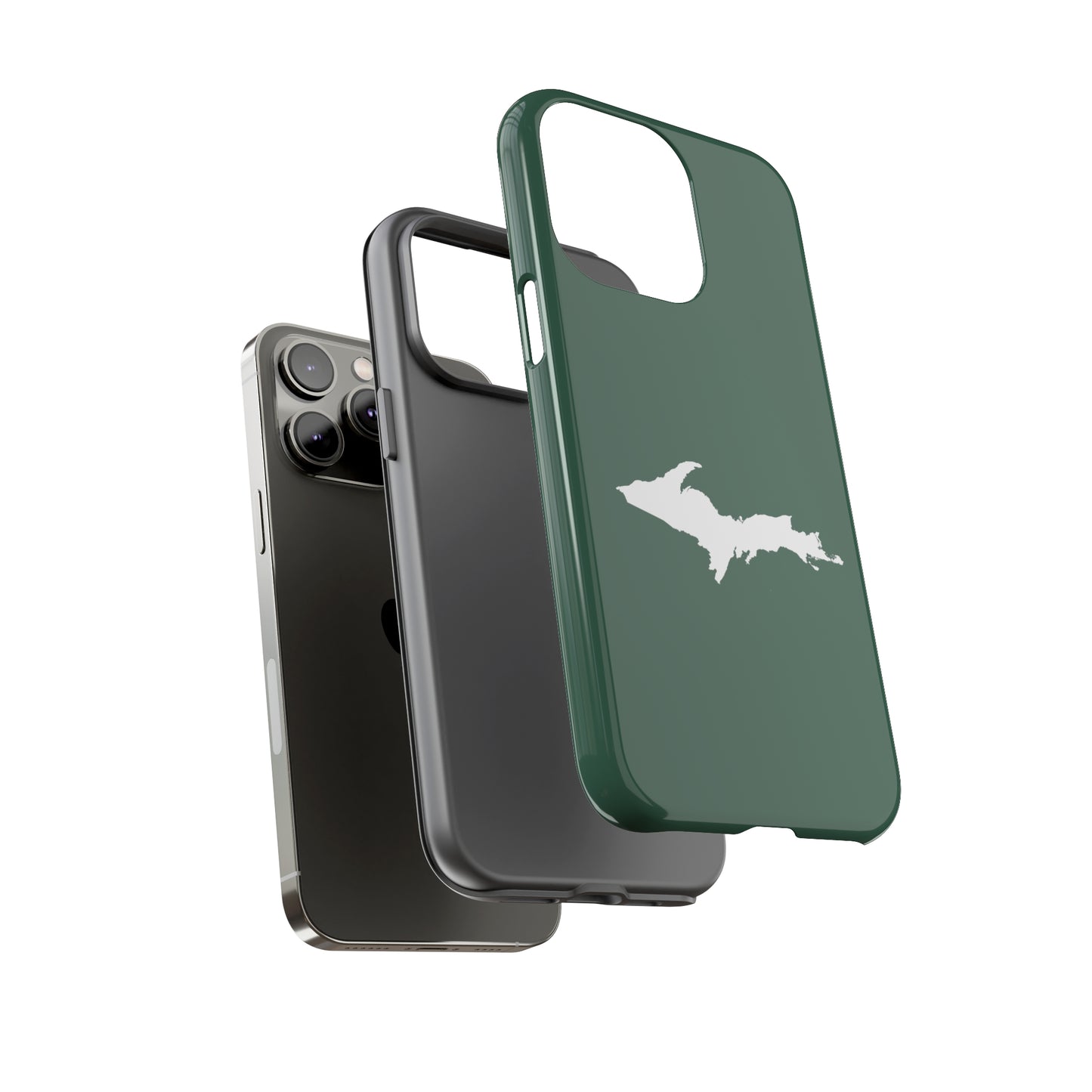 Michigan Upper Peninsula Tough Phone Case (Ginger Ale Green w/ UP Outline) | Apple iPhone