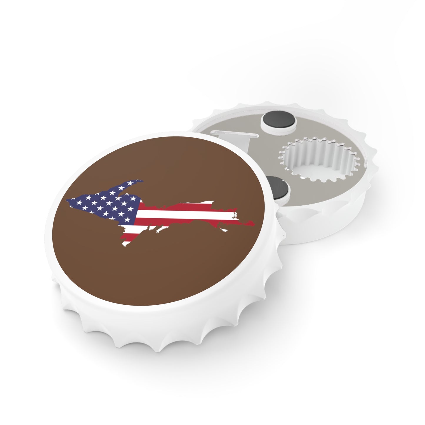 Michigan Upper Peninsula Bottle Opener (w/ UP USA Flag ) | Coffee Color