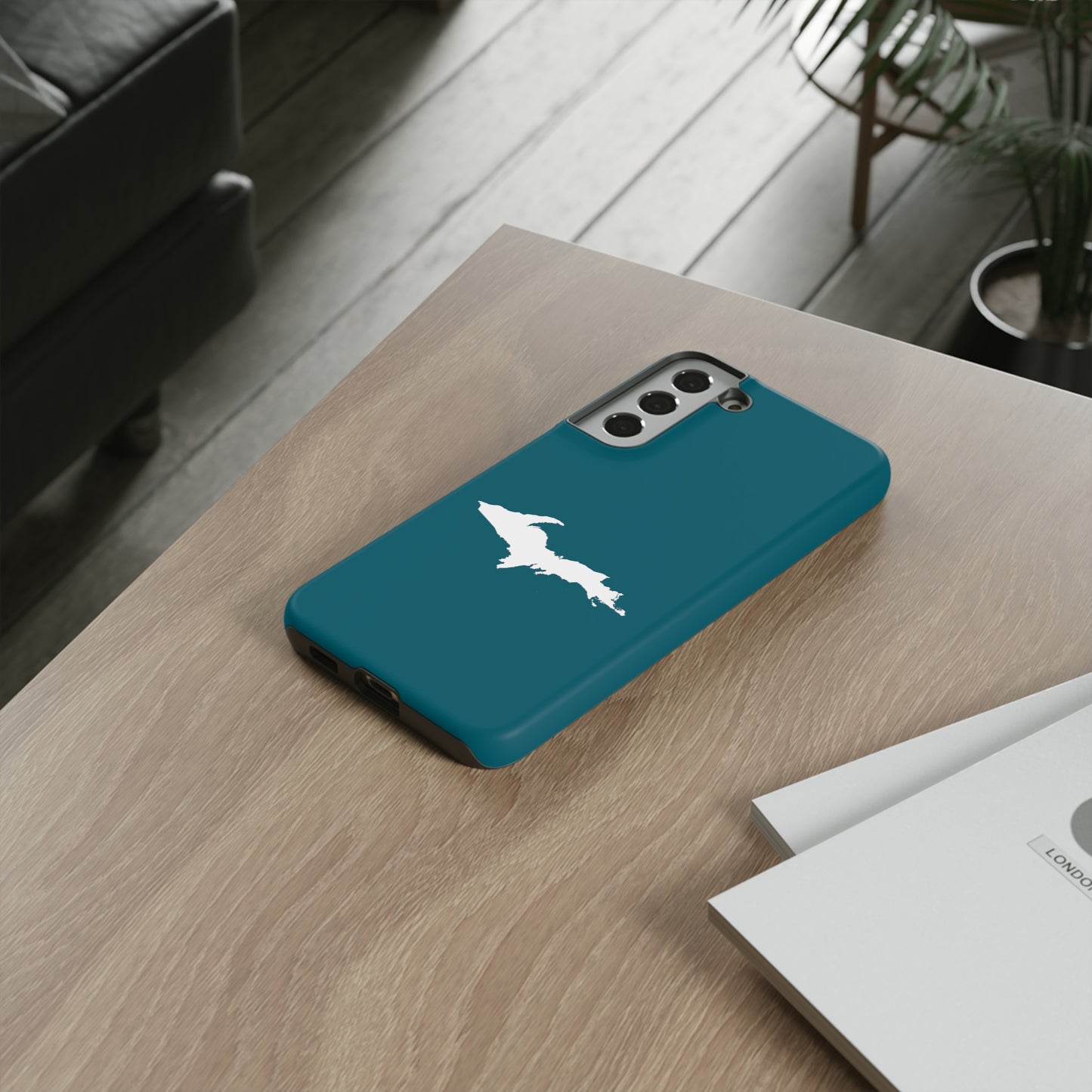 Michigan Upper Peninsula Tough Phone Case (Auburn Hills Teal w/ UP Outline) | Samsung & Pixel Android