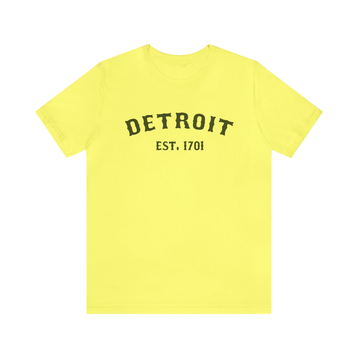 'Detroit EST. 1701' T-Shirt (Army Green Ballpark Font) | Unisex Standard