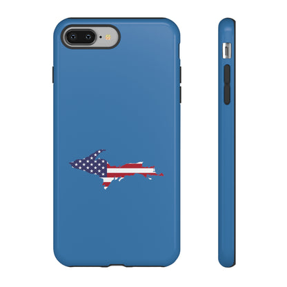 Michigan Upper Peninsula Tough Phone Case (Lake Superior Blue w/ UP USA Flag Outline) | Apple iPhone