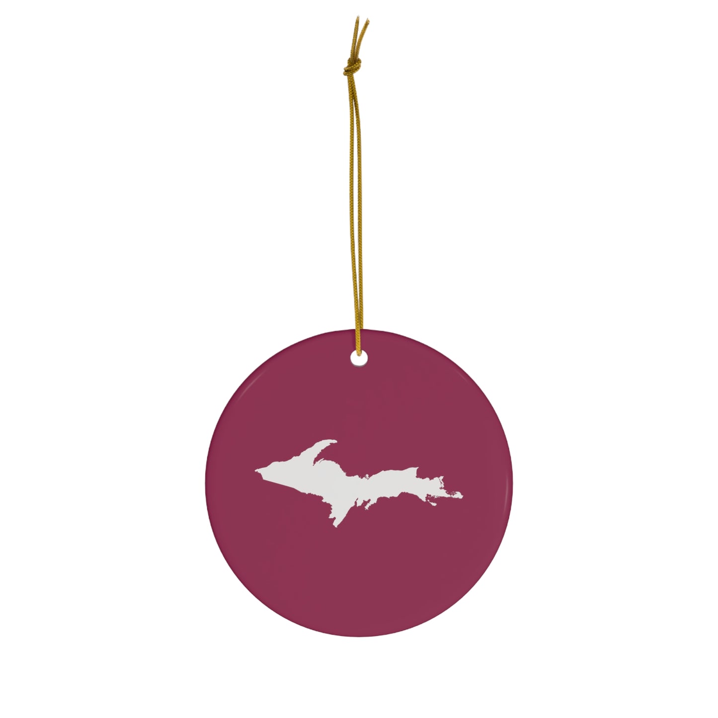 Michigan Upper Peninsula Christmas Ornament (Ruby Red) | Ceramic - 4 Shapes