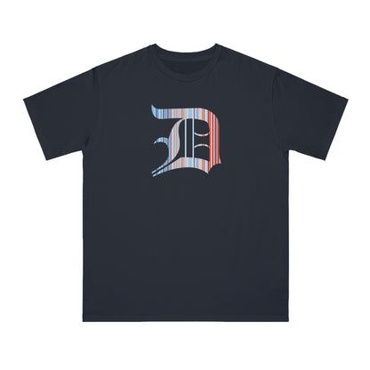 Detroit 'Old English D' T-Shirt (Climate Stripes Edition) | Unisex Organic