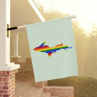 Michigan Upper Peninsula Home & Garden Flag (w/ UP Rainbow Pride Flag) | Dew Green