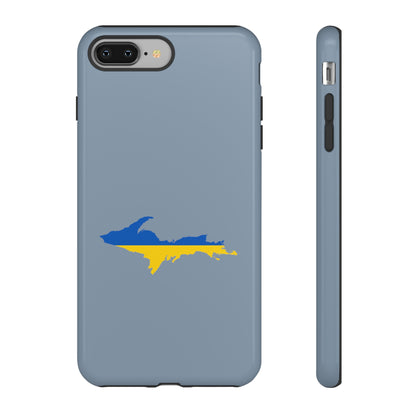 Michigan Upper Peninsula Tough Phone Case (B-24 Liberator Grey w/ UP Ukraine Flag Outline) | Apple iPhone