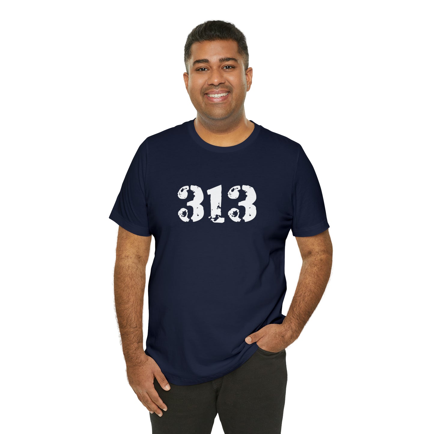 Detroit '313' T-Shirt (Distressed Stencil Font) | Unisex Standard Fit