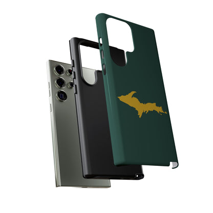 Michigan Upper Peninsula Tough Phone Case (Green w/ Gold UP Outline) | Samsung & Pixel Android