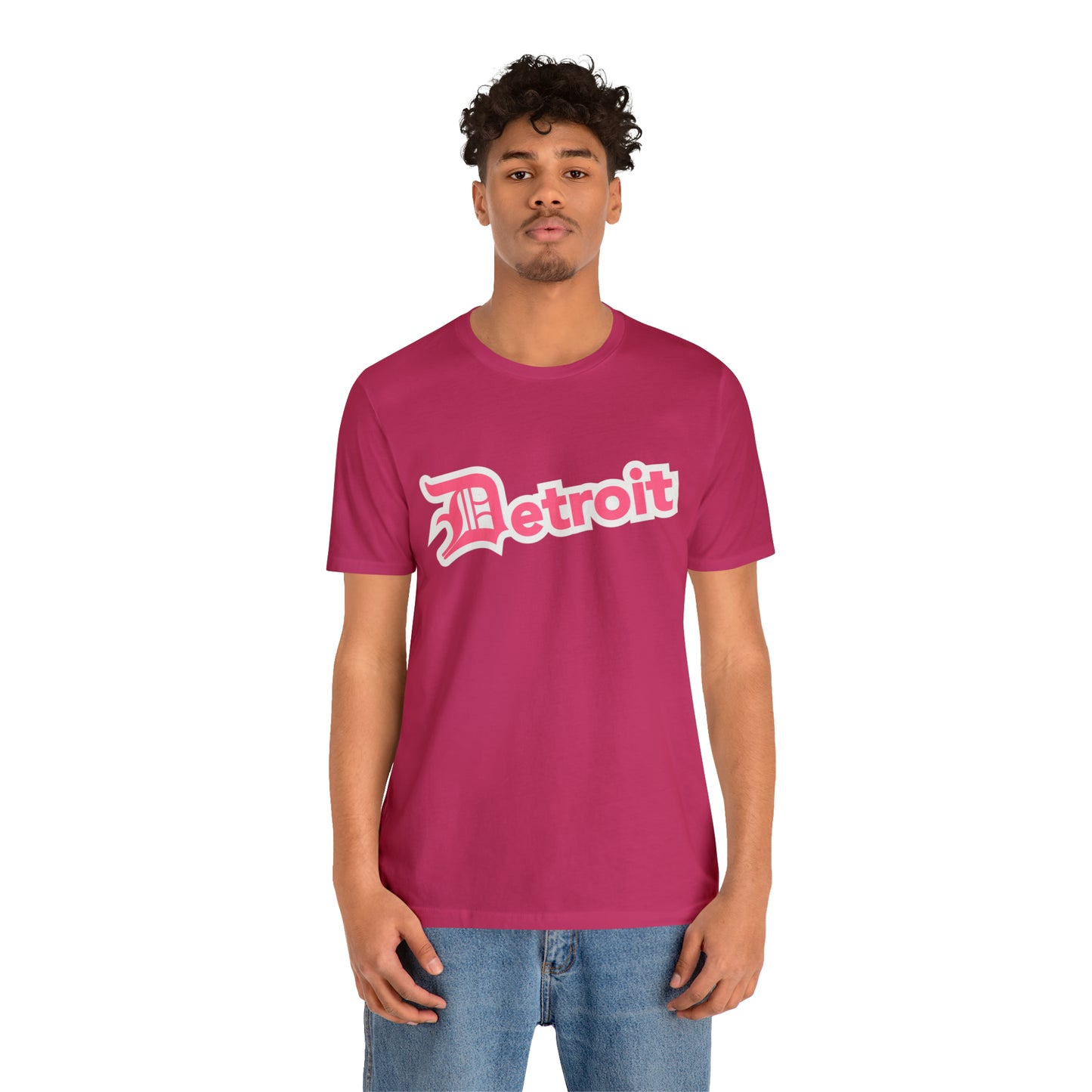 'Detroit' T-Shirt (Rhodochrosite Pink w/ Old English 'D') | Unisex Standard