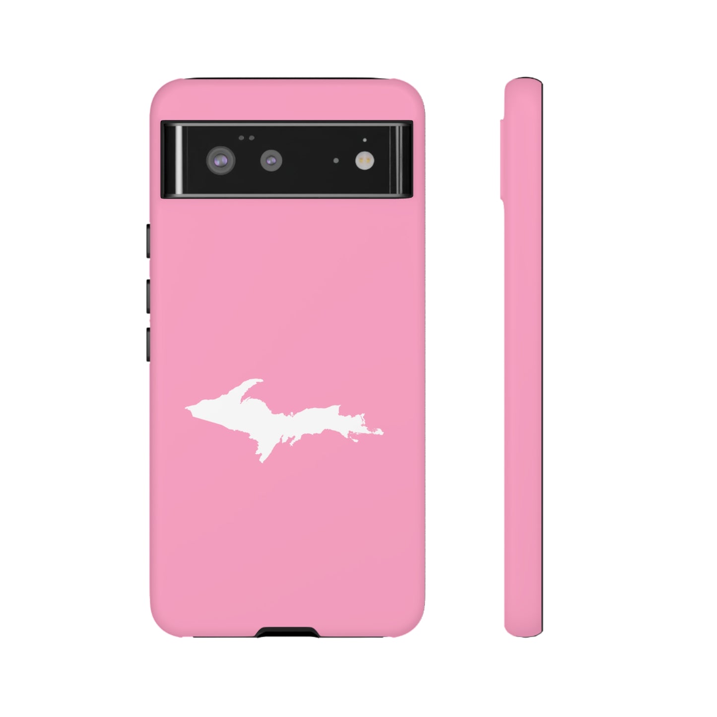 Michigan Upper Peninsula Tough Phone Case ('67 Caddie Pink w/ UP Outline) | Samsung & Pixel Android