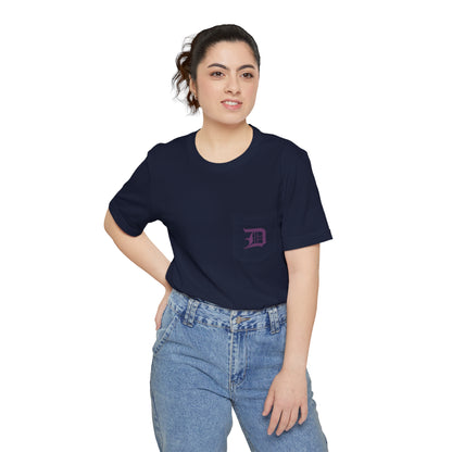 Detroit 'Old English D' Pocket T-Shirt (Plum) | Unisex Standard