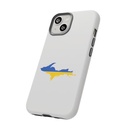 Michigan Upper Peninsula Tough Phone Case (Birch Bark White w/ UP Ukraine Flag Outline) | Apple iPhone