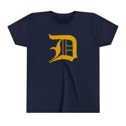 Detroit 'Old English D' T-Shirt (Gold) | Youth Short Sleeve