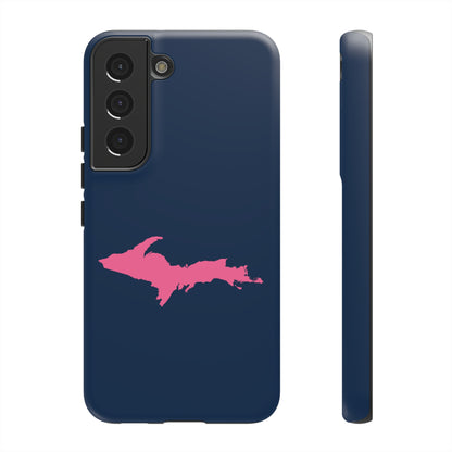 Michigan Upper Peninsula Tough Phone Case (Navy w/ Pink UP Outline) | Samsung & Pixel Android