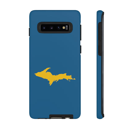 Michigan Upper Peninsula Tough Phone Case (Blueberry w/ Gold UP Outline) | Samsung & Pixel Android