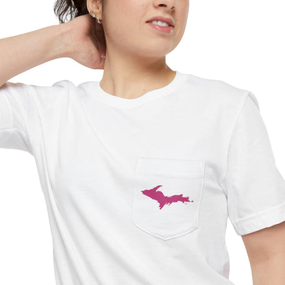 Michigan Upper Peninsula Pocket T-Shirt (w/ Pink UP Outline) | Unisex Standard