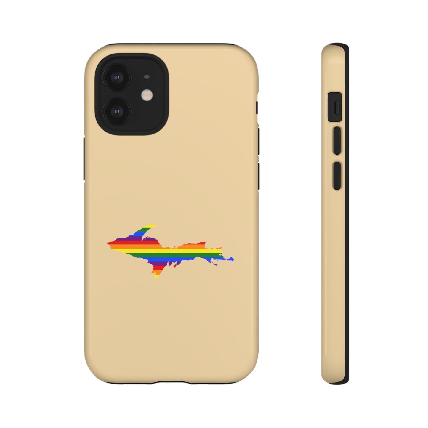 Michigan Upper Peninsula Tough Phone Case (Maple Color w/ UP Pride Flag Outline) | Apple iPhone