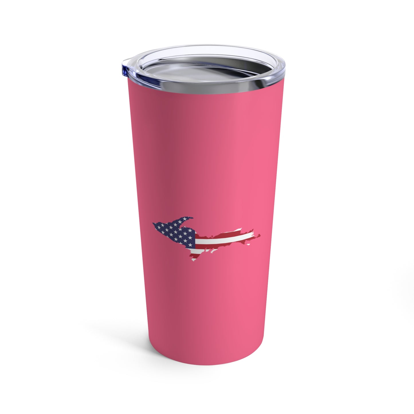 Michigan Upper Peninsula Tumbler (w/ UP USA Flag) | Rhodochrosite Pink - 20oz