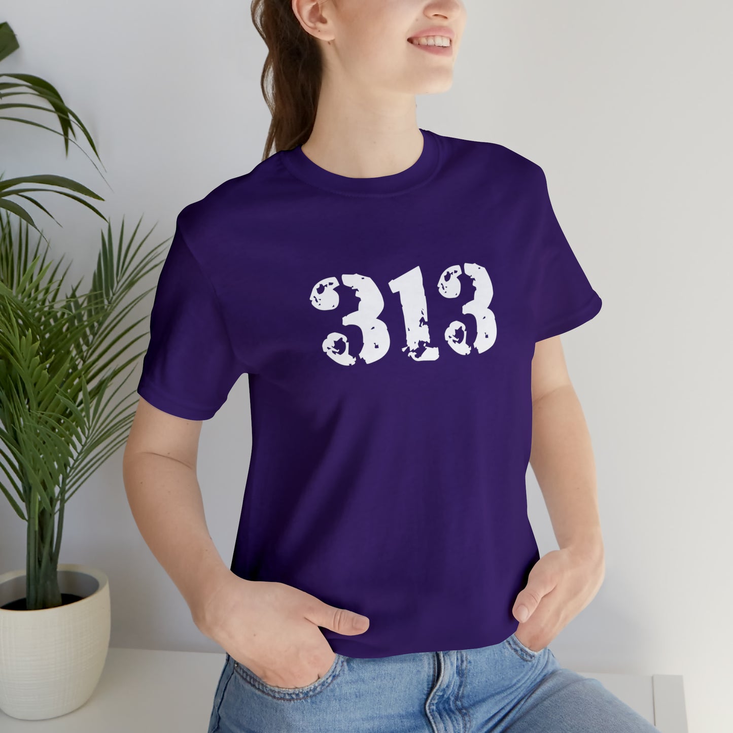 Detroit '313' T-Shirt (Distressed Stencil Font) | Unisex Standard Fit