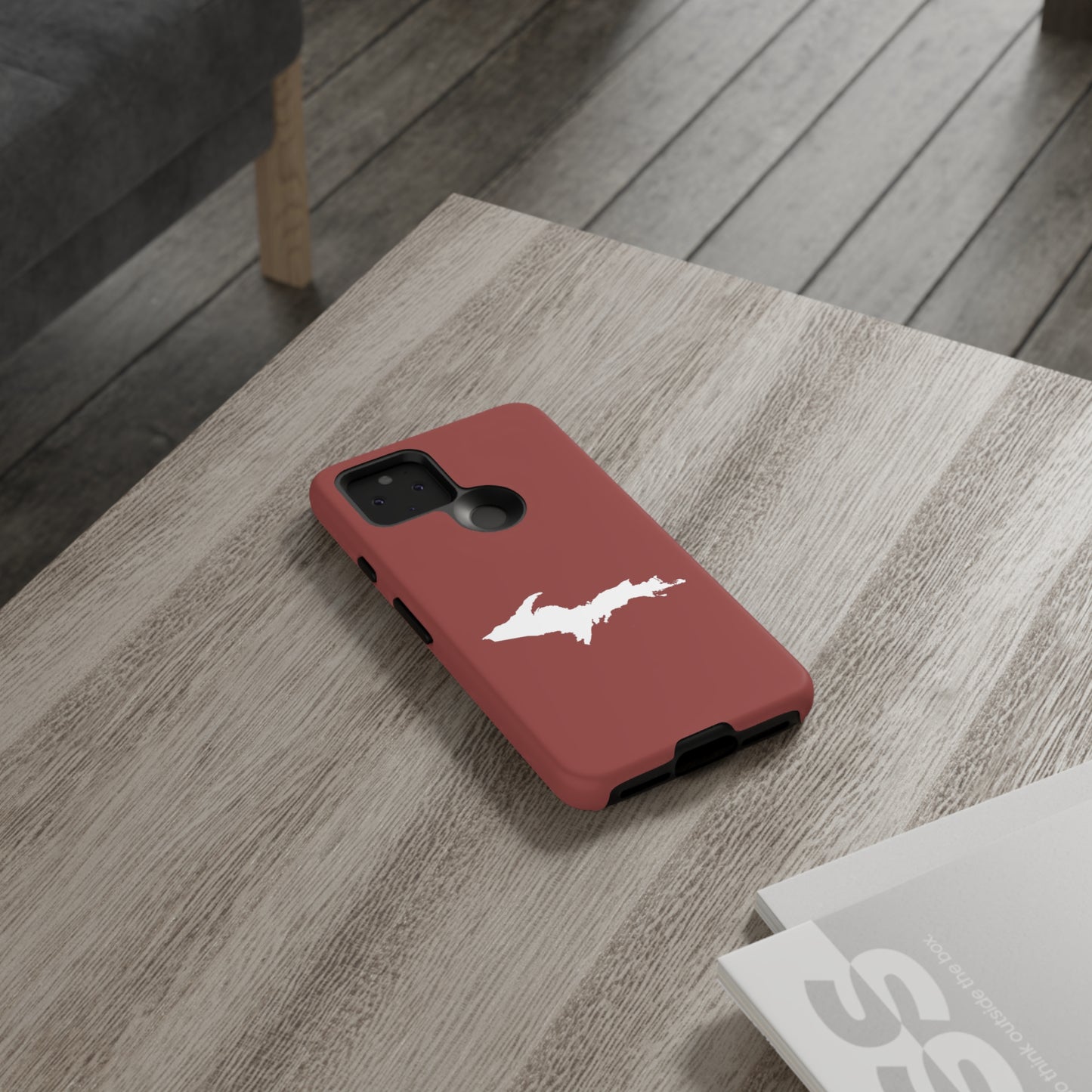 Michigan Upper Peninsula Tough Phone Case (Ore Dock Red w/ UP Outline) | Samsung & Pixel Android