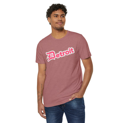 Detroit' T-Shirt (Rhodochrosite Pink Old English 'D') | Unisex Recycled Organic