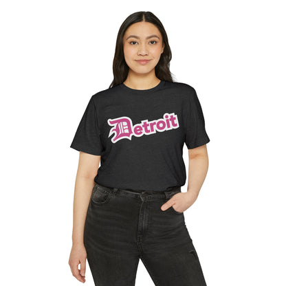 'Detroit' T-Shirt (Apple Blossom Pink Old English 'D') | Unisex Recycled Organic