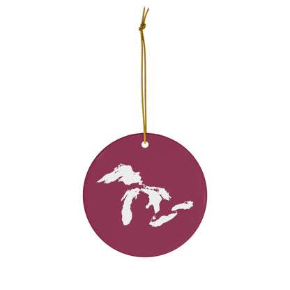 Great Lakes Christmas Ornament (Ruby Red) | Ceramic - 4 Shapes