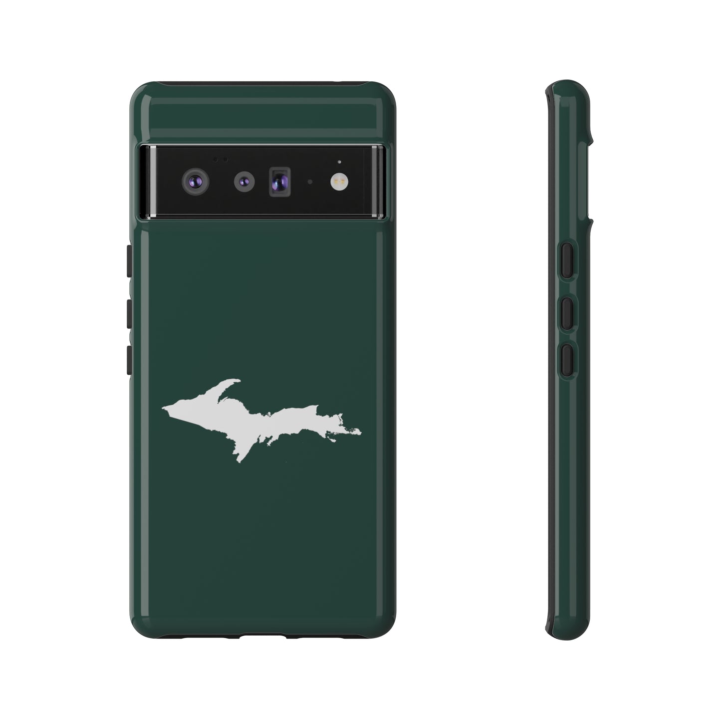 Michigan Upper Peninsula Tough Phone Case (Green w/ White UP Outline) | Samsung & Pixel Android