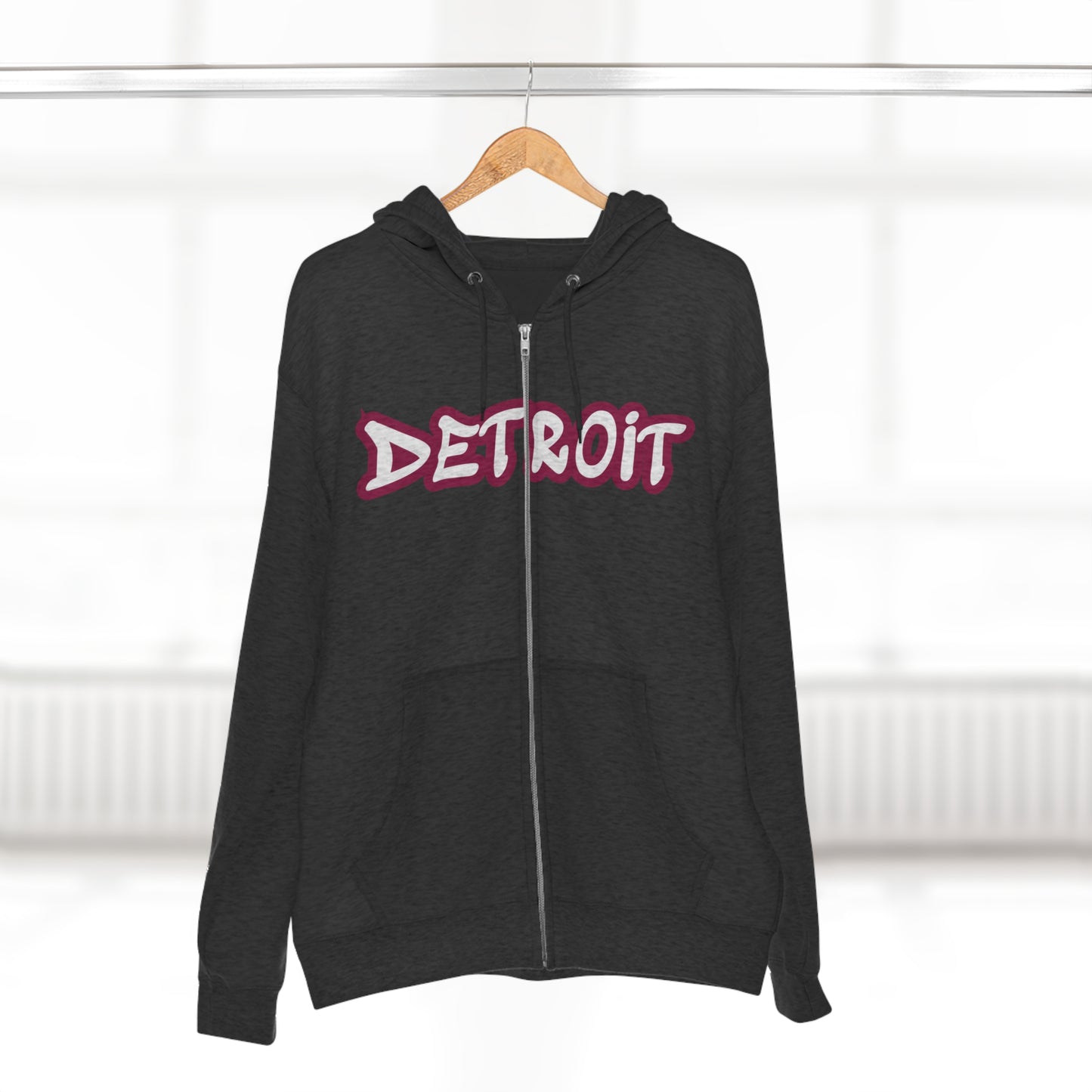 Detroit' Hoodie (Ruby Red Tag Font) | Unisex Full Zip