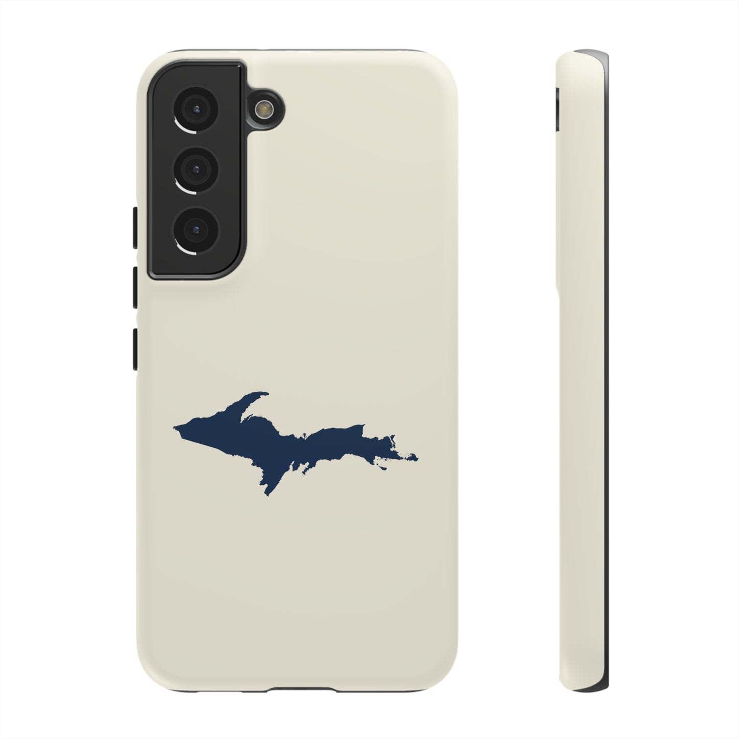 Michigan Upper Peninsula Tough Phone Case (Ivory w/ Navy UP Outline) | Samsung & Pixel Android