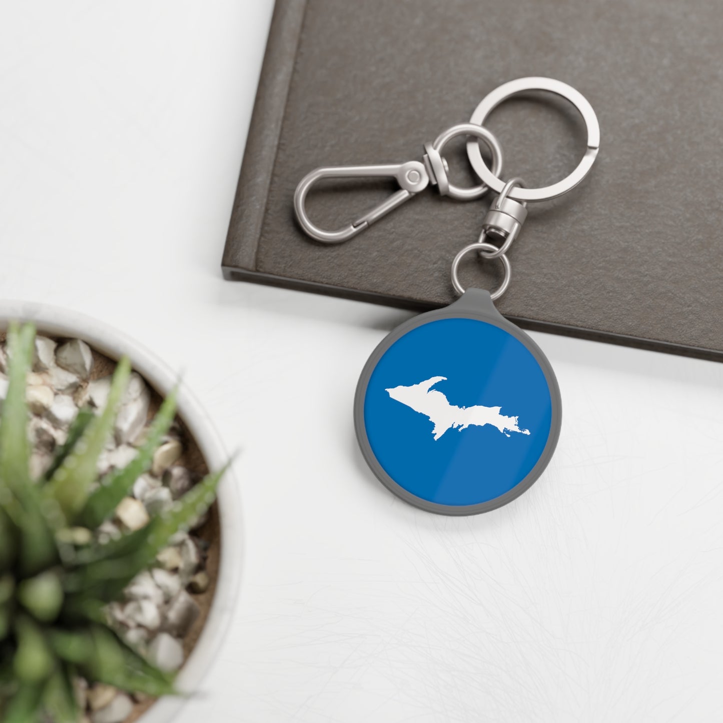 Michigan Upper Peninsula Keyring (w/ UP Outline) | Azure