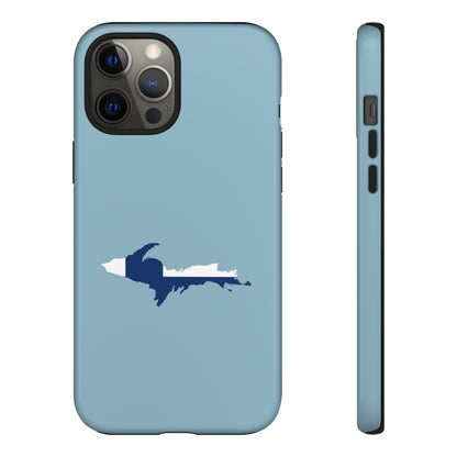 Michigan Upper Peninsula Tough Phone Case (Opal Blue w/ UP Finland Flag Outline) | Apple iPhone