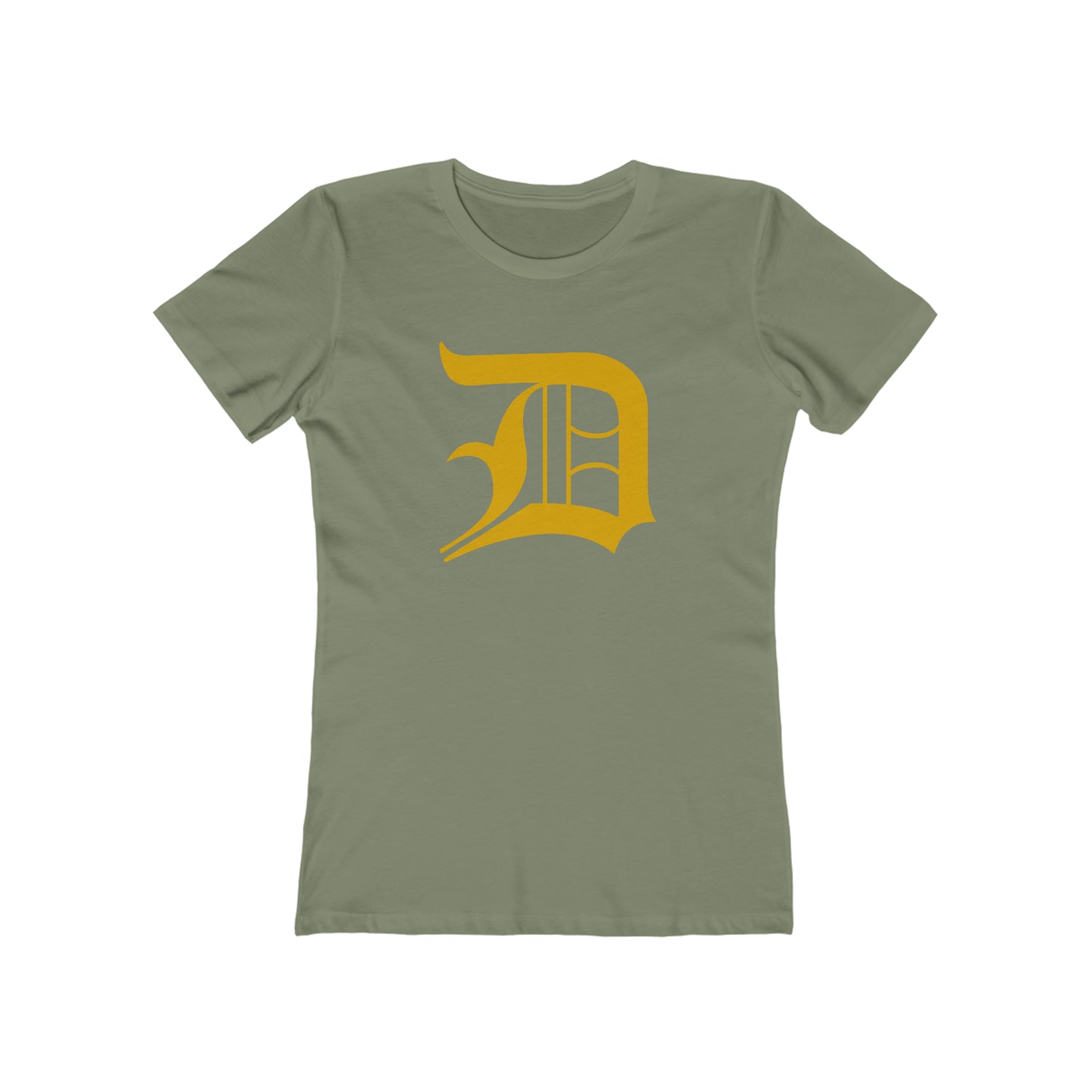 Detroit 'Old English D' T-Shirt (Gold) | Women's Boyfriend Cut