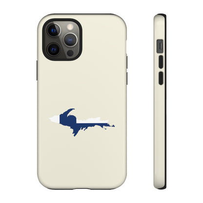 Michigan Upper Peninsula Tough Phone Case (Ivory Color w/ UP Finland Flag Outline) | Apple iPhone