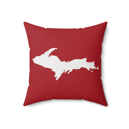 Michigan Upper Peninsula Accent Pillow (w/ UP Outline) | Thimbleberry Red