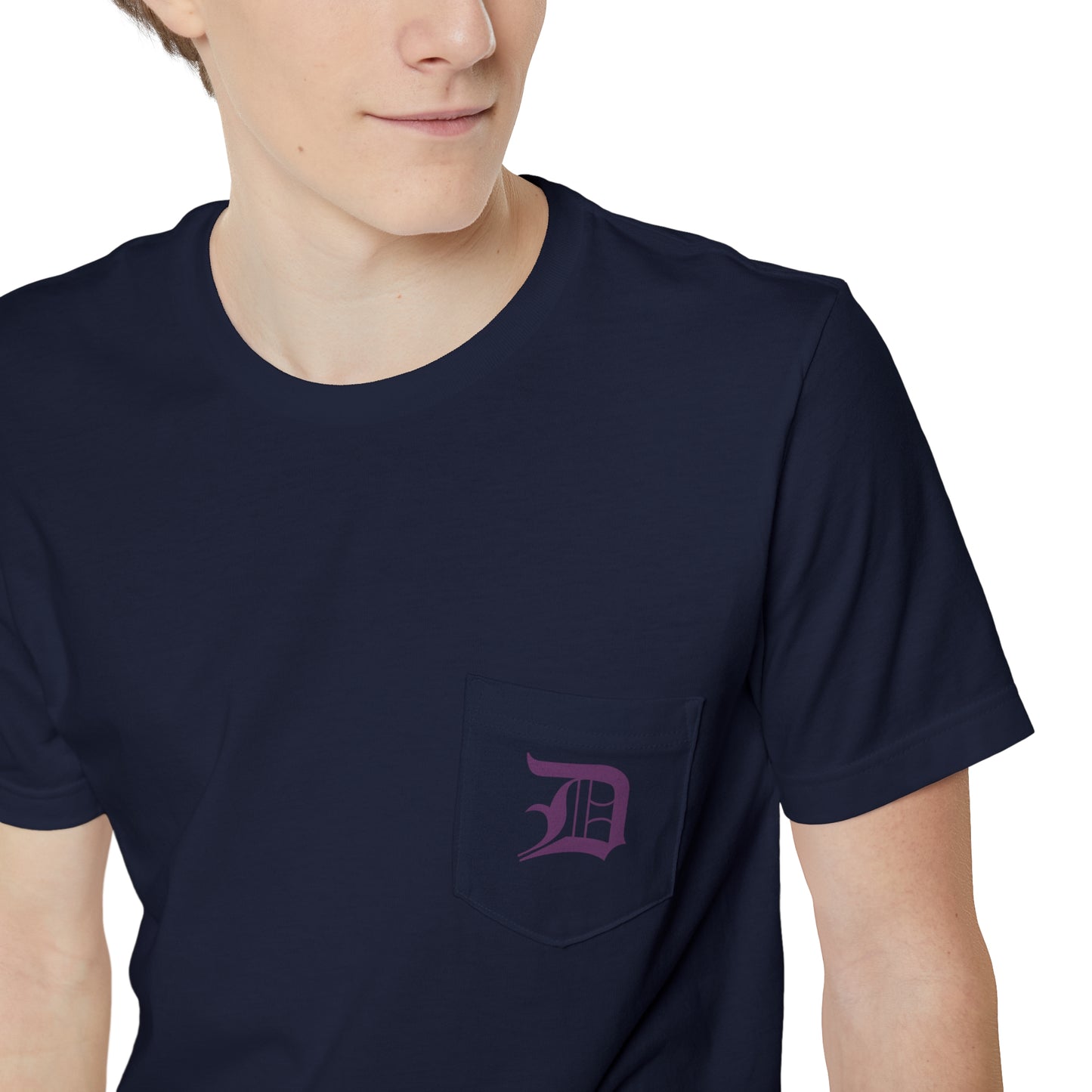 Detroit 'Old English D' Pocket T-Shirt (Plum) | Unisex Standard