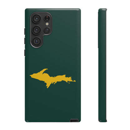 Michigan Upper Peninsula Tough Phone Case (Green w/ Gold UP Outline) | Samsung & Pixel Android