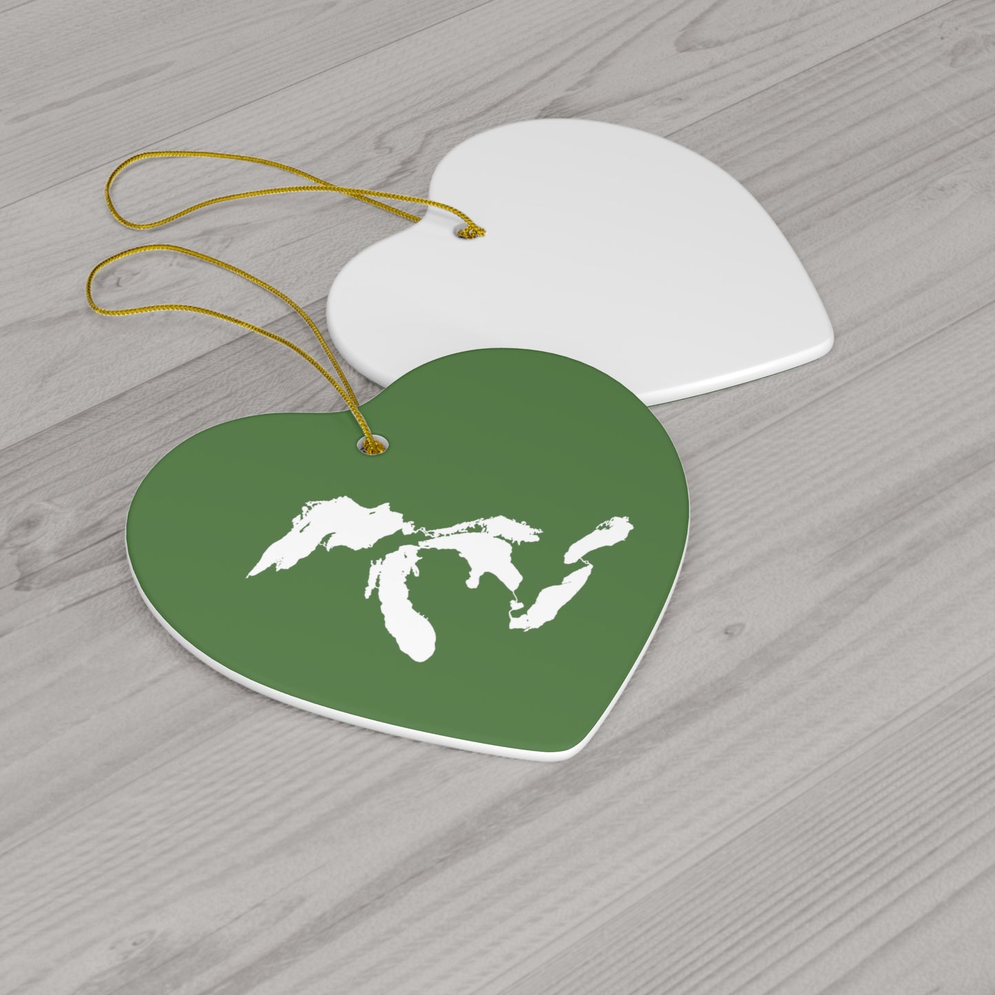 Great Lakes Christmas Ornament (Pine Green) | Ceramic - 4 Shapes