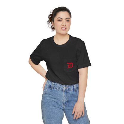 Detroit 'Old English D' Pocket T-Shirt (Aliform Red) | Unisex Standard