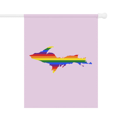 Michigan Upper Peninsula Home & Garden Flag (w/ UP Rainbow Pride Flag) | Pale Lavender