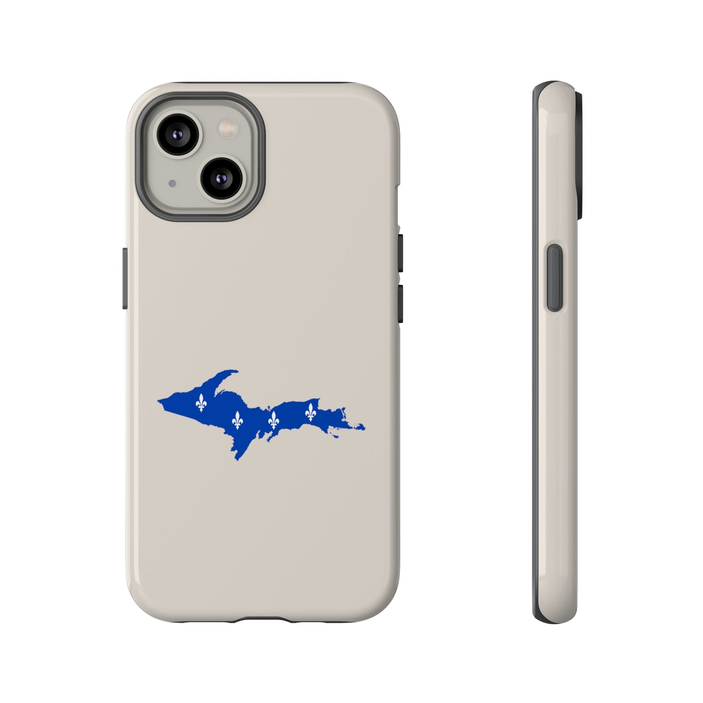 Michigan Upper Peninsula Tough Phone Case (Canvas Color w/ UP Quebec Flag Outline) | Apple iPhone