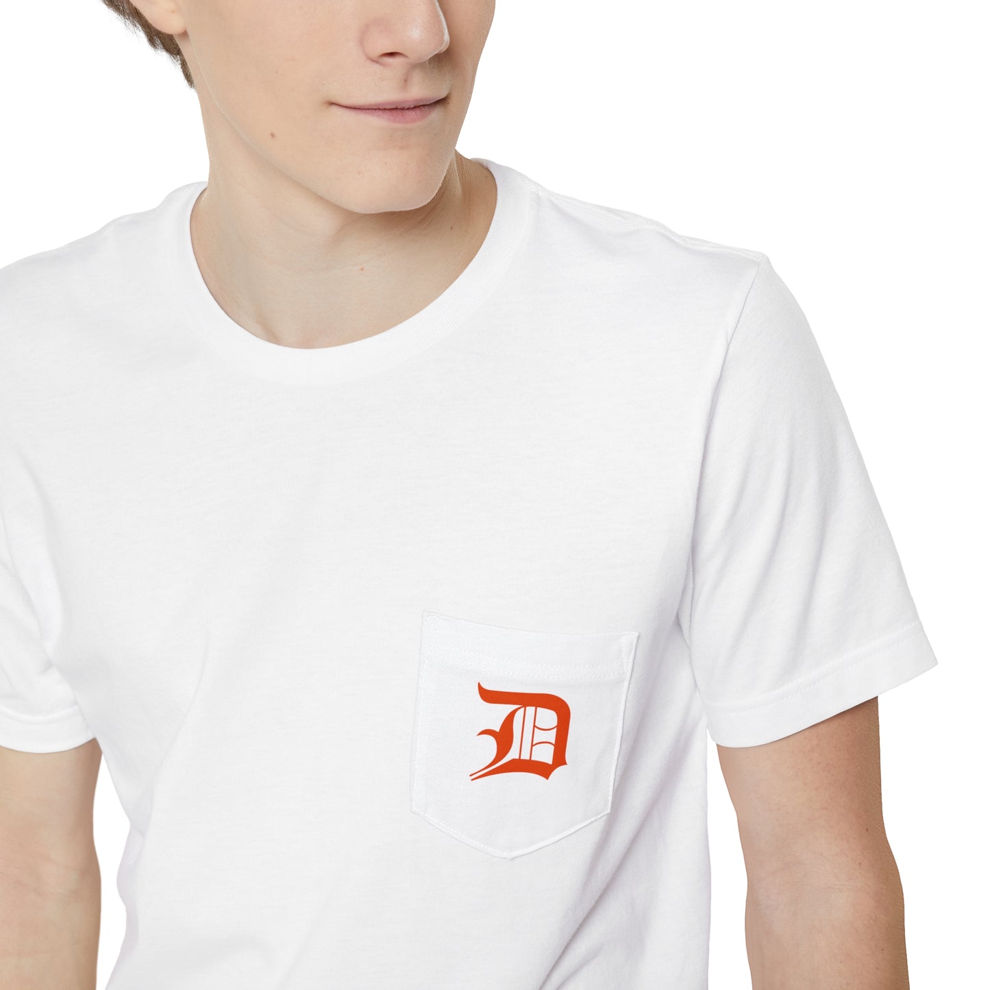 Detroit 'Old English D' Pocket T-Shirt (Maple Leaf Orange) | Unisex Standard