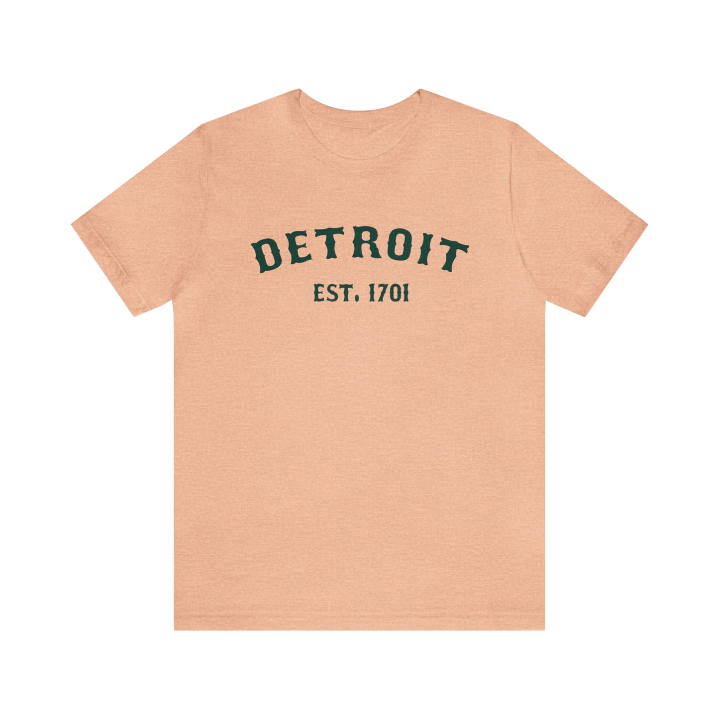 'Detroit EST. 1701' T-Shirt (Laconic Green Ballpark Font) | Unisex Standard