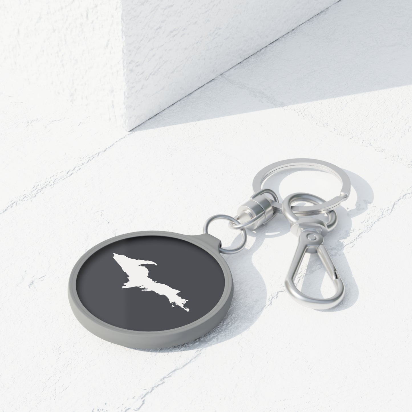 Michigan Upper Peninsula Keyring (w/ UP Outline) | Iron Ore Grey