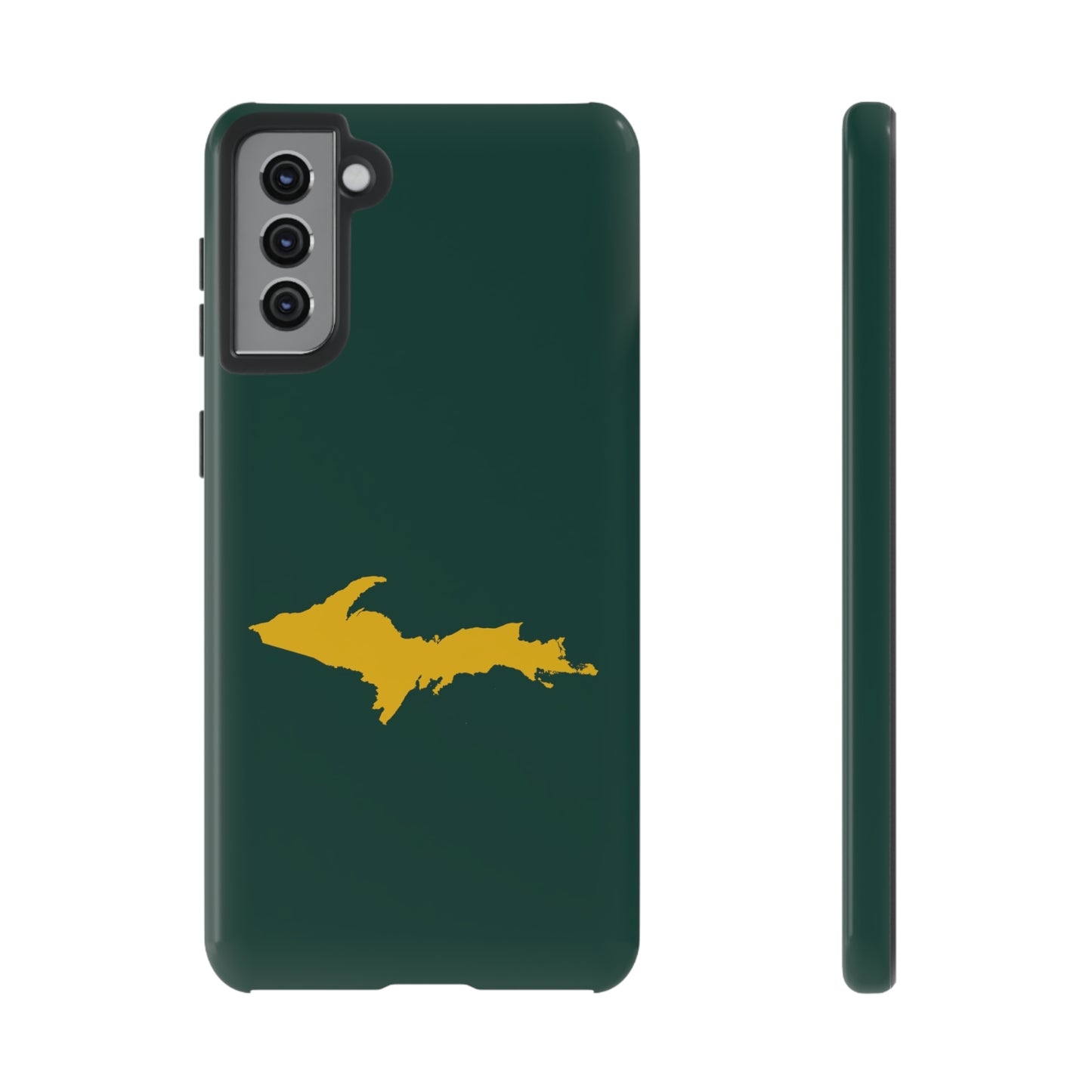 Michigan Upper Peninsula Tough Phone Case (Green w/ Gold UP Outline) | Samsung & Pixel Android