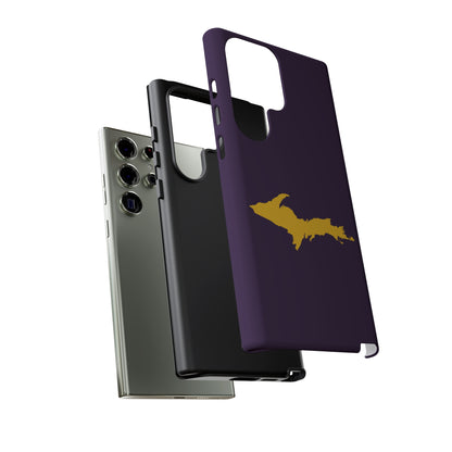 Michigan Upper Peninsula Tough Phone Case (Blackcurrant w/ Gold UP Outline) | Samsung & Pixel Android