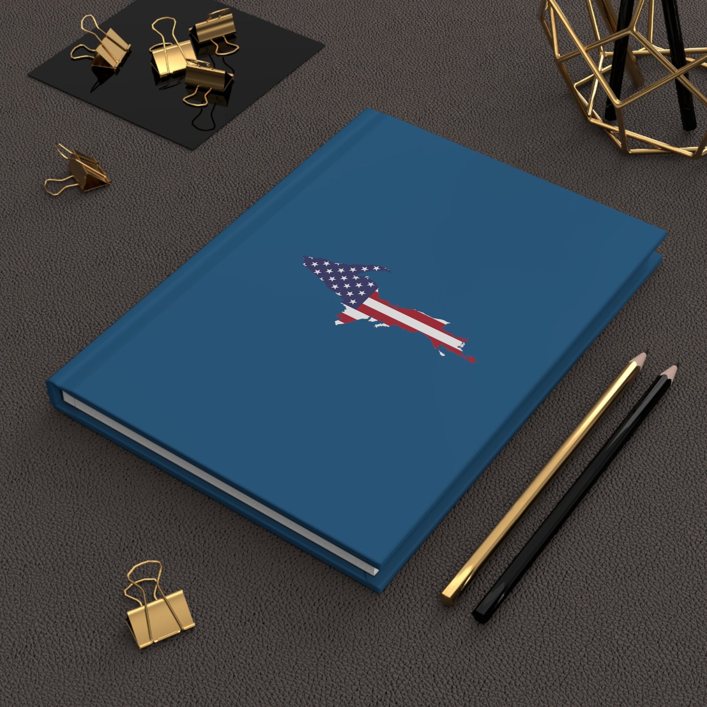 Michigan Upper Peninsula Hardcover Journal (w/ UP USA Flag) | Ruled - Blueberry