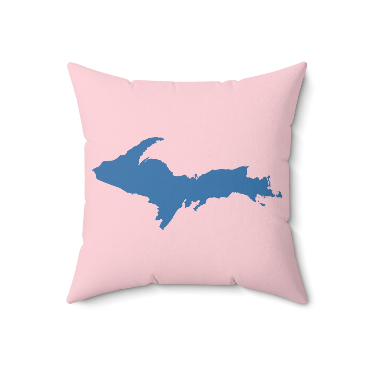 Michigan Upper Peninsula Accent Pillow (w/ UP Outline) | Pale Pink