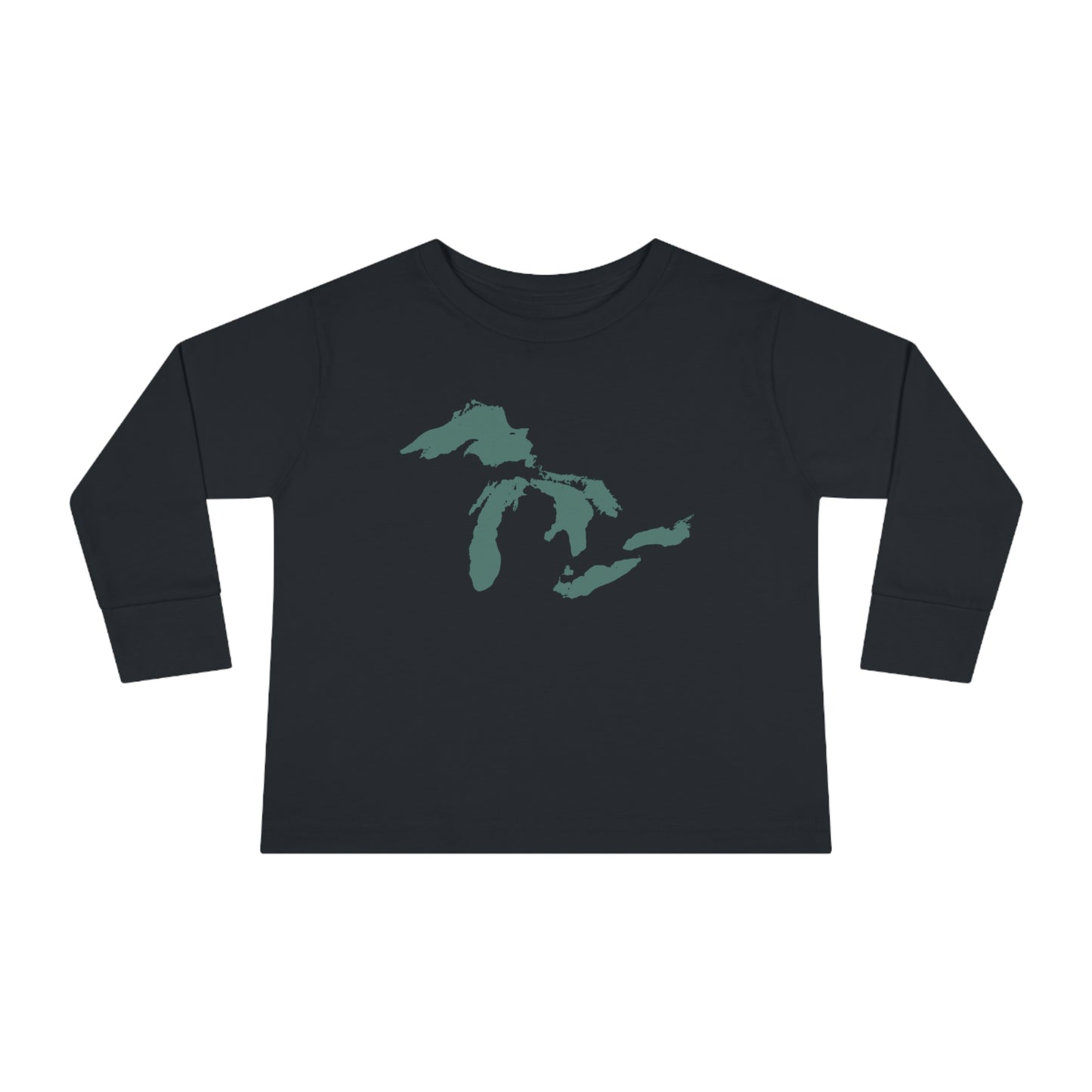 Great Lakes T-Shirt (Copper Green Outline) | Toddler Long Sleeve