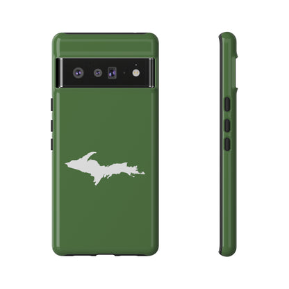 Michigan Upper Peninsula Tough Phone Case (Pine Green w/ UP Outline) | Samsung & Pixel Android